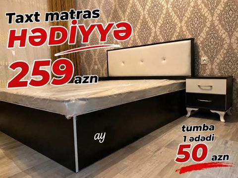 Mebel dəsti – taxt və tumba - Taxt: qara rəngdə korpus, yumşaq ağ — Bakı