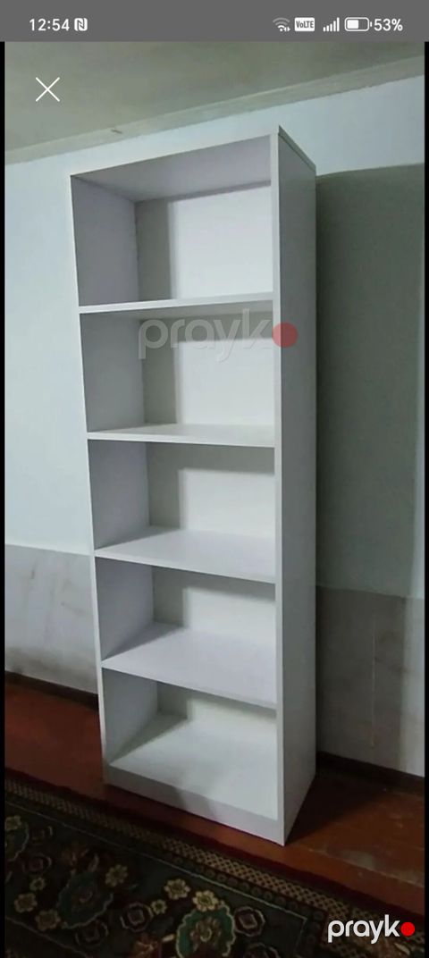 Ağ rəngli çoxrəfli kitab rəfi / saxlama dolabı - Minimalist, düz — Güzdək