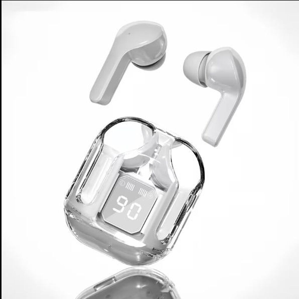 Şəffaf displeyli TWS Bluetooth qulaqlıq - Dizayn: Kompakt şarj qutusu — Qulaqcıqlar, Qax (3)