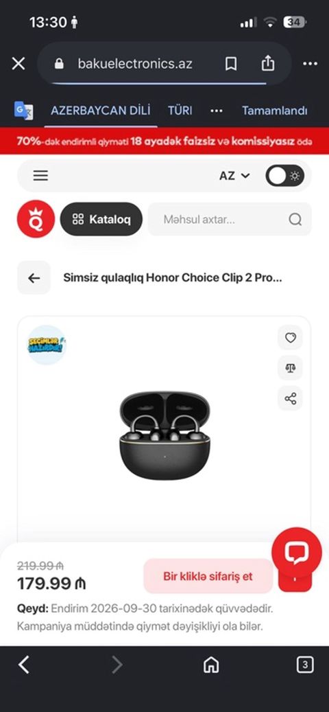 Honor Choıce Earbuds Clip 2 Pro — simsiz qulaqlıq - Açıq tipli — Bakı