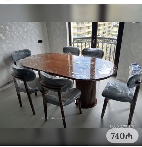 Oval formalı yemək masasının dəsti - Komplekt: 1 ədəd oval masa + 6 — Bakı