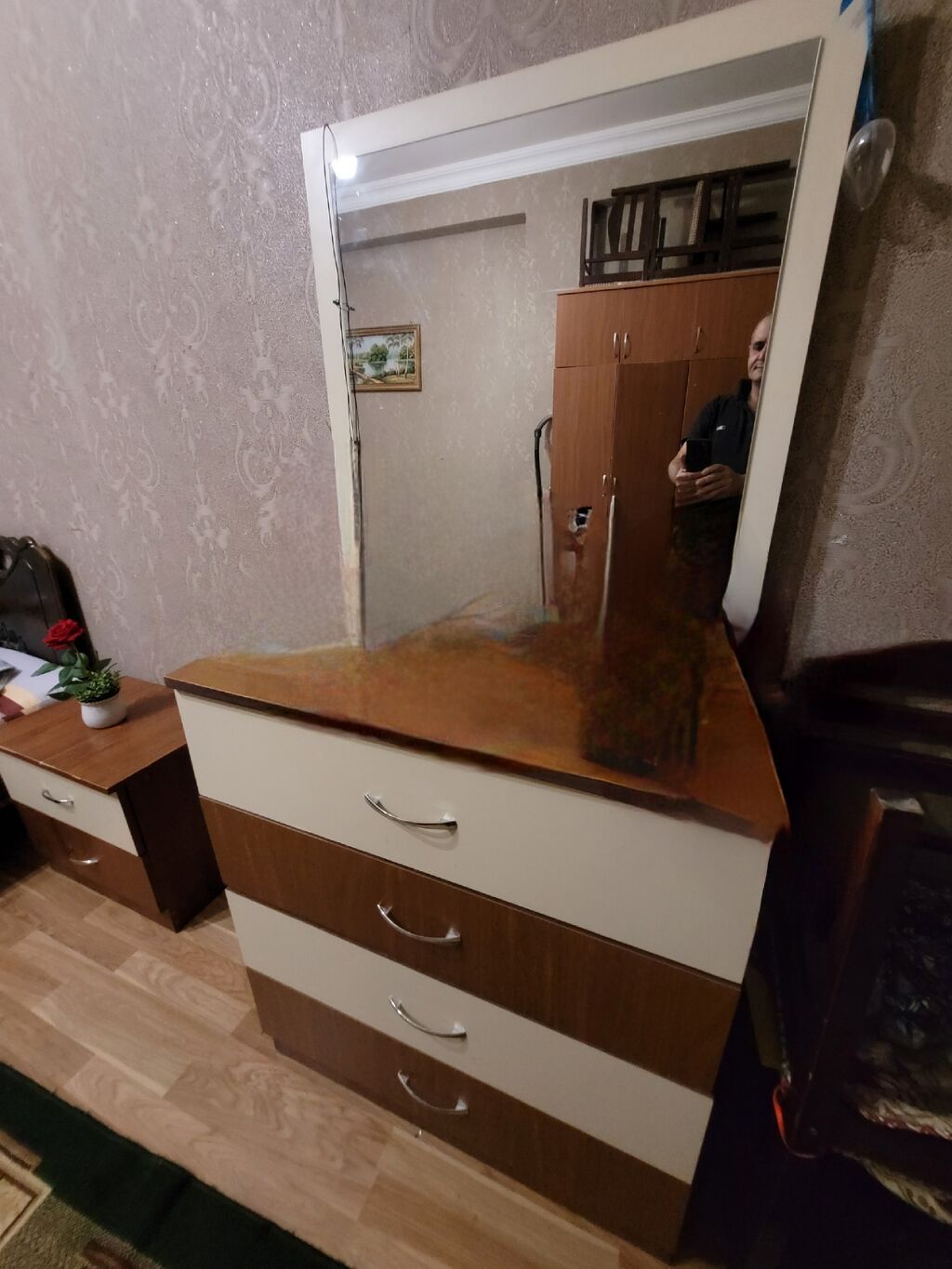 İkinəfərlik çarpayı, Dolab, Termo, 2 tumba, İşlənmiş — Yataq otağı mobilya dəstləri, Gəncə (5)