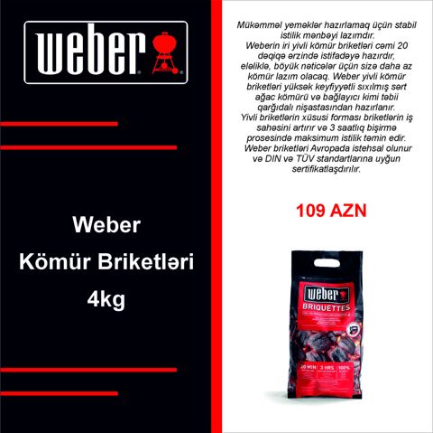 Weber Kömür Briketləri (4 KG) — Bakı