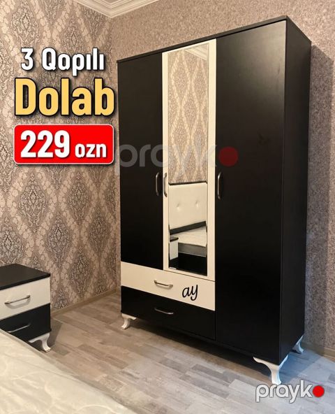 Yeni, 3 qapılı, Güzgülü, Açılan, Düz dolab — Digah