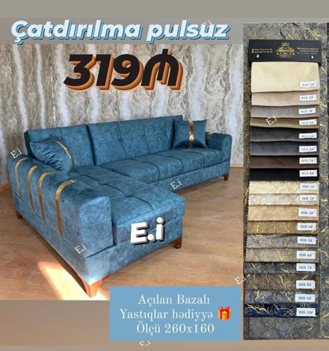 Açılan bazalı künc divan - Ölçü: 260 x 160 sm - Mexanizm: açılan — Mehdiabad
