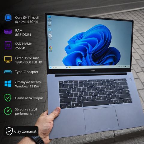 Huawei Core i5-11 nəsil, 8GB DDR4, SSD 256 NVME — Bakı