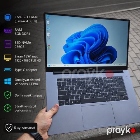 Huawei Core i5-11 nəsil, 8GB DDR4, SSD 256 NVME