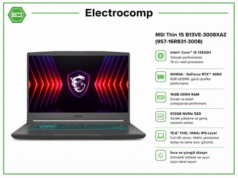 Notebook MSI Thin 15 B13VE-3008XAZ — Bakı