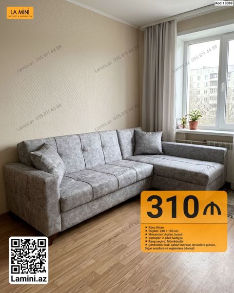 Künc divan – La Mini Kod: 13089 Ölçülər: 240 150 sm Mexanizm — Bakı