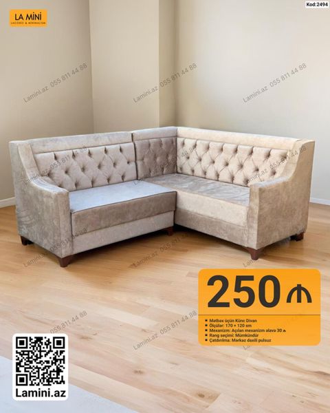 Mətbəx üçün künc divan – “LA Mını” - Ölçülər: 170 120 sm - Mexanizm — Bakı