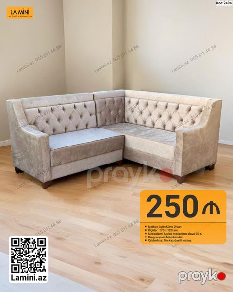 Mətbəx üçün künc divan – “LA Mını” - Ölçülər: 170 120 sm - Mexanizm