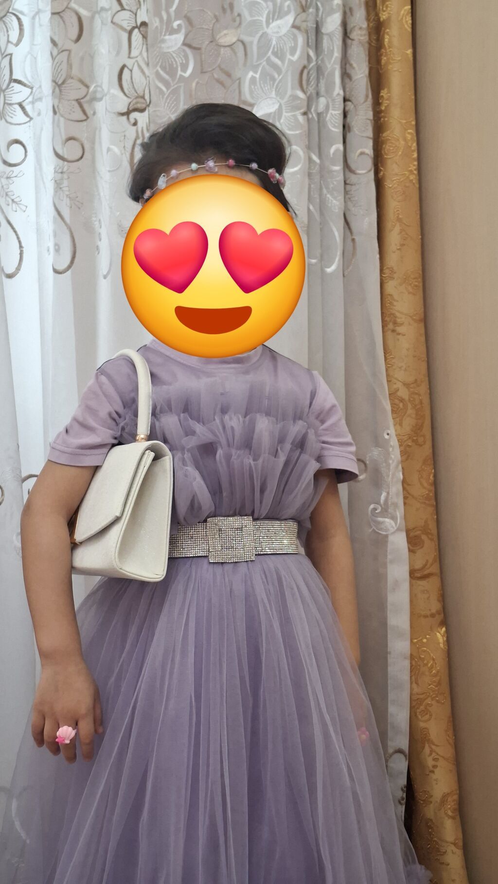 Uşaq üçün uzun ziyafət/toy geyimi – bənövşəyi (lavanda) rəngdə tül don — Qızlar üçün köynək və sarafan, Masazır (3)