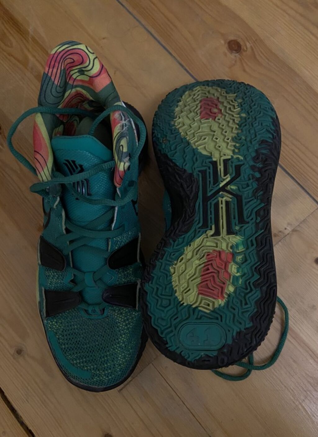 Nike Kyrie 7 basketbol krosovkaları - Rəng: yaşıl/şaquli naxışlı — Krossovkalar, Masazır (2)