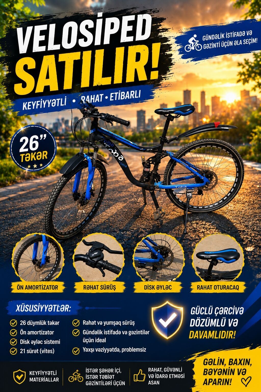 Velosiped satılır – gündəlik istifadə və gəzinti üçün əla seçim — Yol velosipedləri, Lənkəran