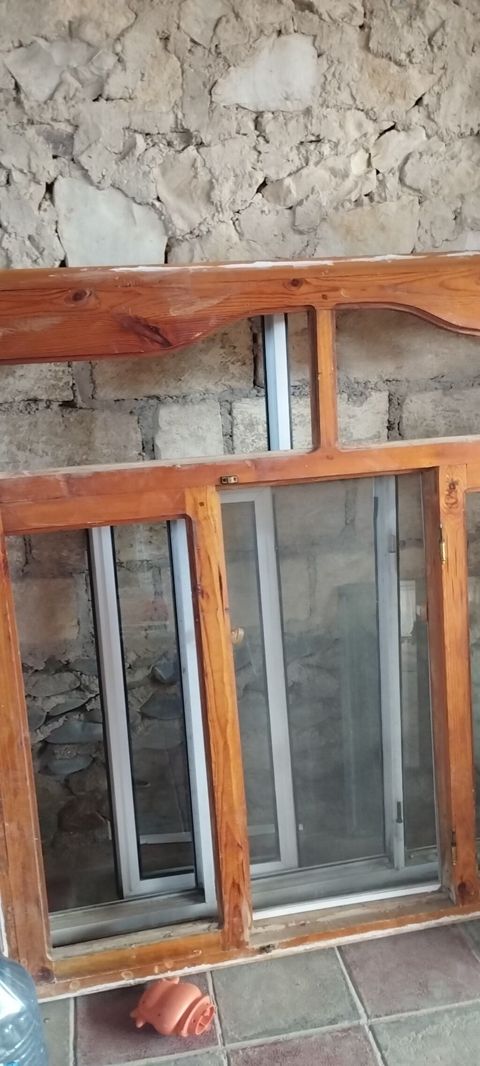 PVC və taxta çərçivəli şüşə pəncərələr dəsti - Material: ağ rəngli — Gəncə