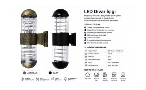 Silindir LED xarici divar işığı Bütün kateqoriyalar Ev və bağ üçün — Bakı