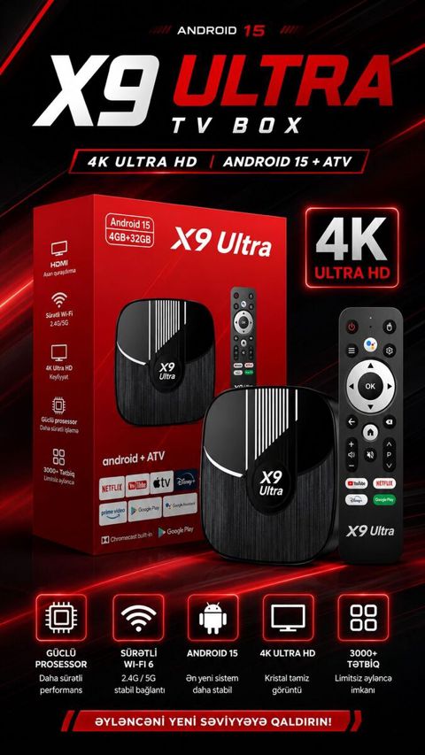 X9 Ultra TV Box 4/32 — Bakı