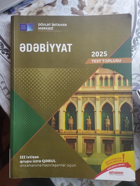 Məhsul: 2025 "Ədəbiyyat - Test Toplusu" Nəşriyyat/İstehsalçı: Dövlət — Gəncə