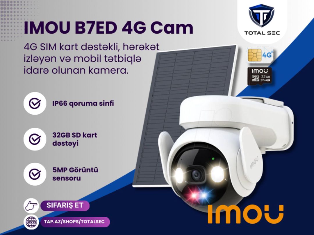 Imou 5MP 4G/Wi-Fi çöl kamerası, batareya və günəş paneli — Ağıllı ev və təhlükəsizlik, Bakı (2)