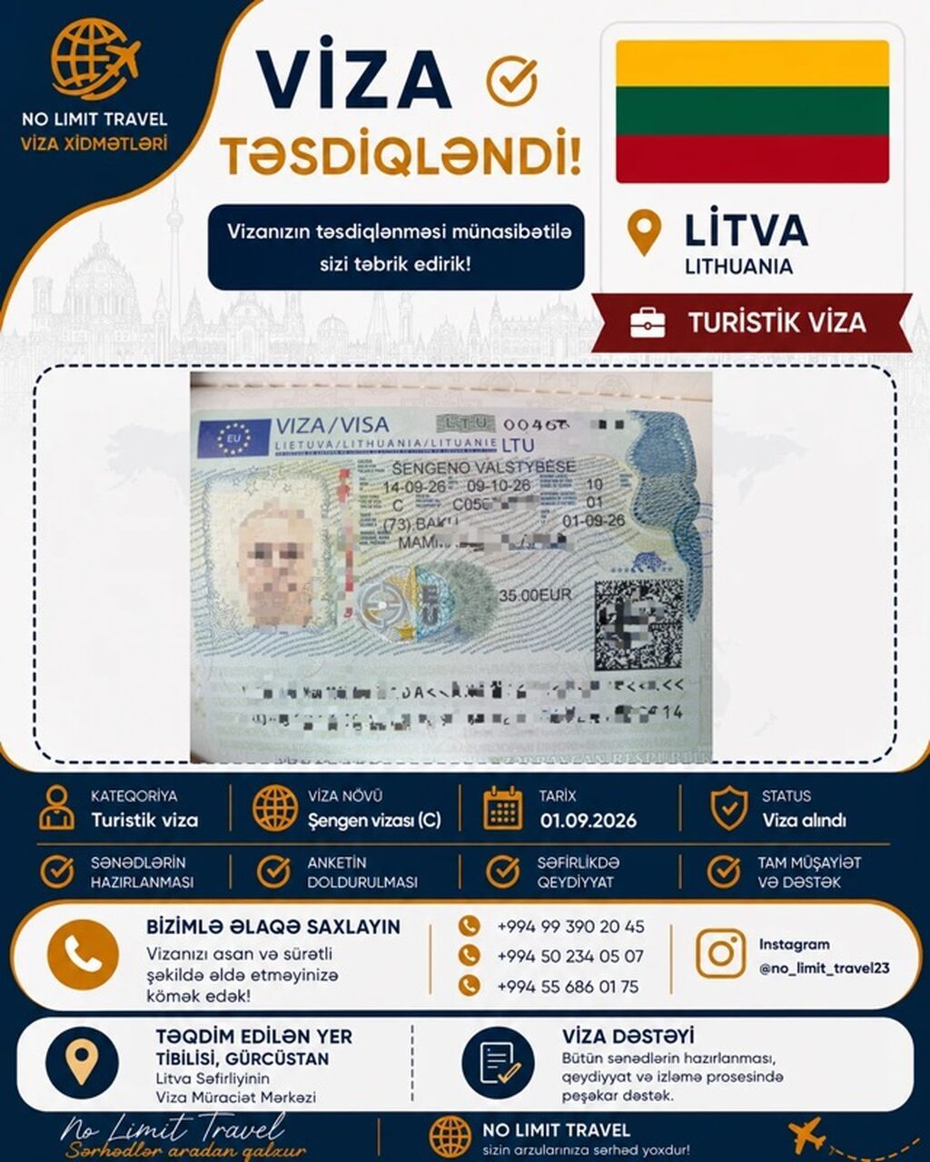 Xidmət: Litva və Almaniya turist vizası üçün peşəkar dəstək Təsvir — Digər, Bakı (3)