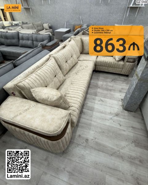 Künc divan – La Mini - Ölçü: 300 200 sm - Yumşaq, rahat oturacaq və — Bakı