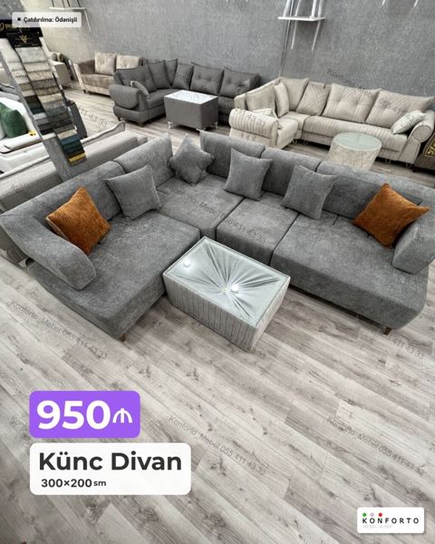 Künc Divan – 300×200 sm - Ölçü: 300×200 sm - Material: yumşaq — Bakı