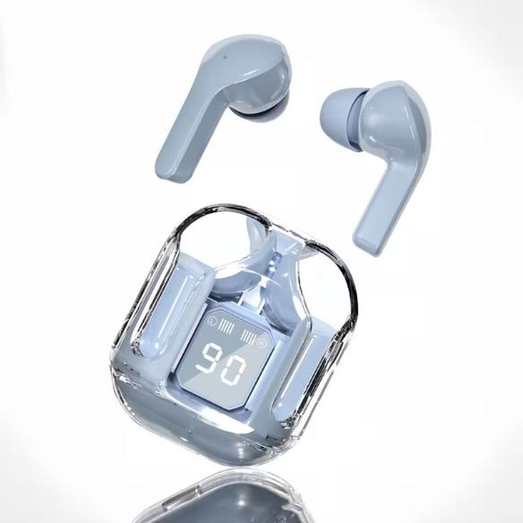 Şəffaf displeyli TWS Bluetooth qulaqlıq - Dizayn: Kompakt şarj qutusu — Qulaqcıqlar, Qax (5)
