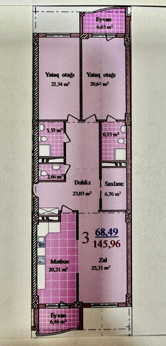Satılır 3 otaqlı yeni tikili 144 m² — Mənzil, Bakı (11)