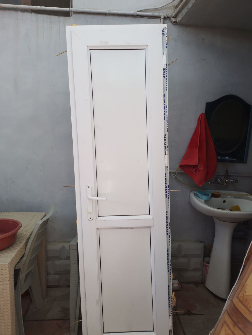 Plastik (PVC) qapı – ağ rəng - Material: PVC profil, iki bölməli — Pəncərələr, qapılar, balkonlar, Bakı (3)