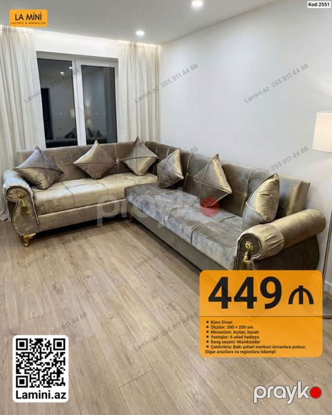 Künc Divan – La Mini (Kod: 2551) - Ölçülər: 280 200 sm - Mexanizm