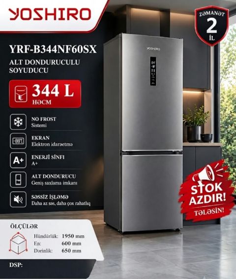 Soyuducu Yoshıro YRF-B344NF60SX — Bakı