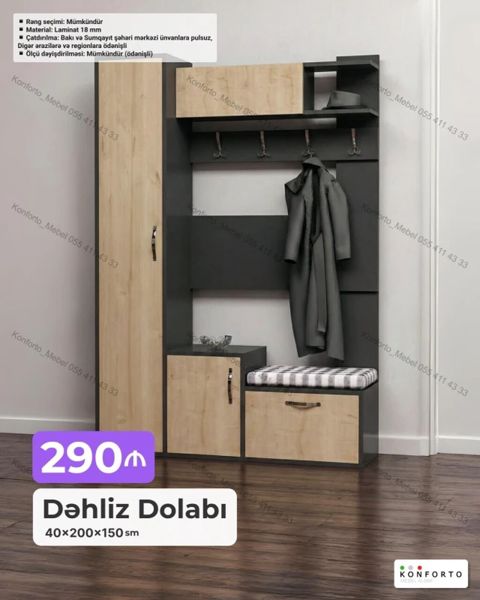 Dəhliz Dolabı – 40×200×150 sm - Model: çoxfunksiyalı dəhliz dolabı — Bakı