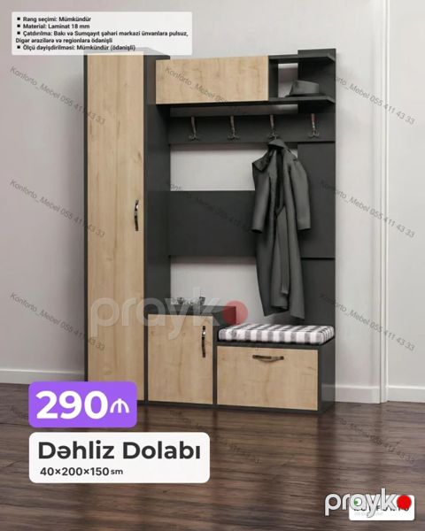 Dəhliz Dolabı – 40×200×150 sm - Model: çoxfunksiyalı dəhliz dolabı