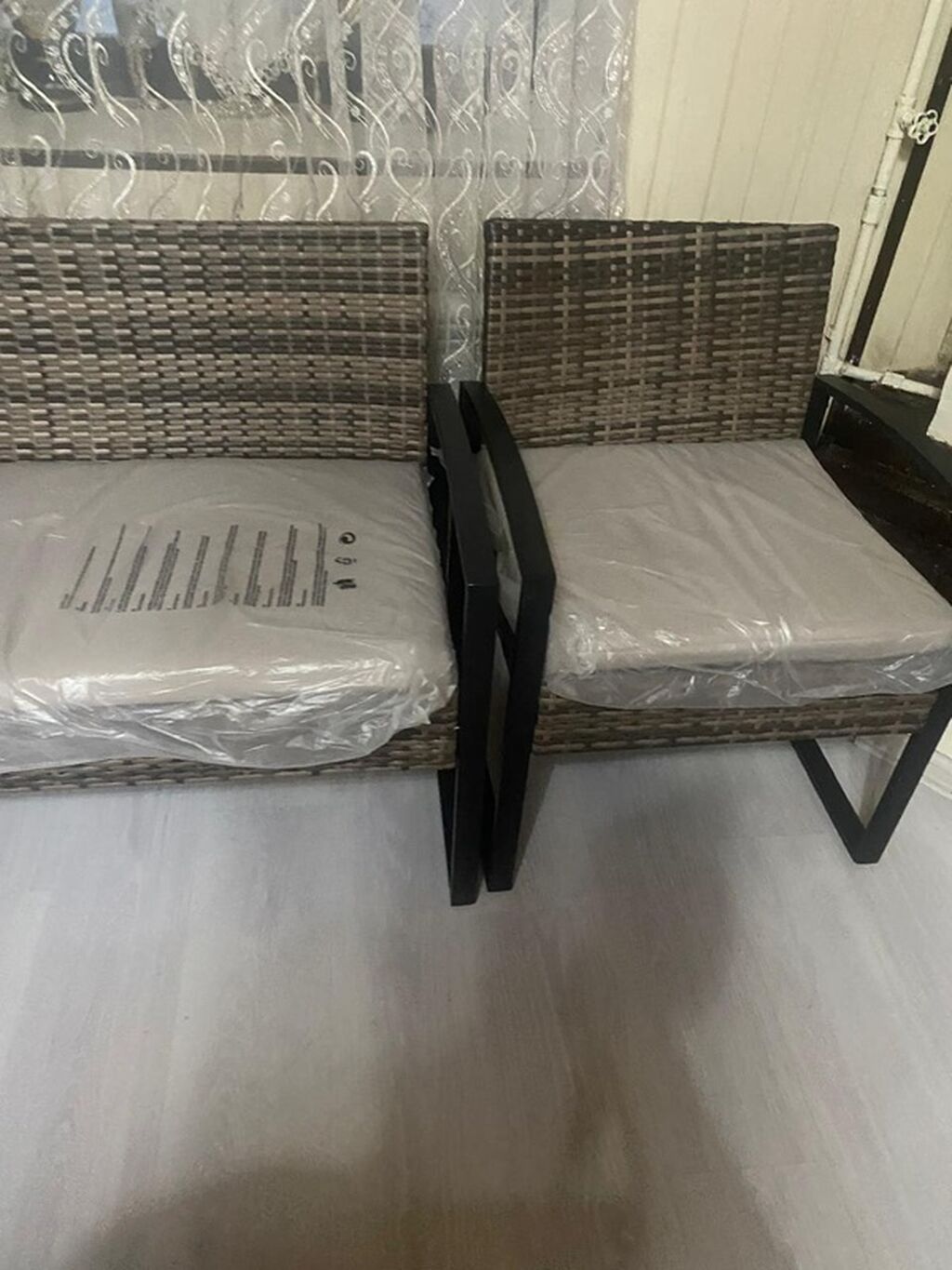 3 hissəli rattan oturma dəsti - Tərkib: 1 ədəd 4nəfərlik skamya və 2 — Mobilya dəstləri, Digah (6)