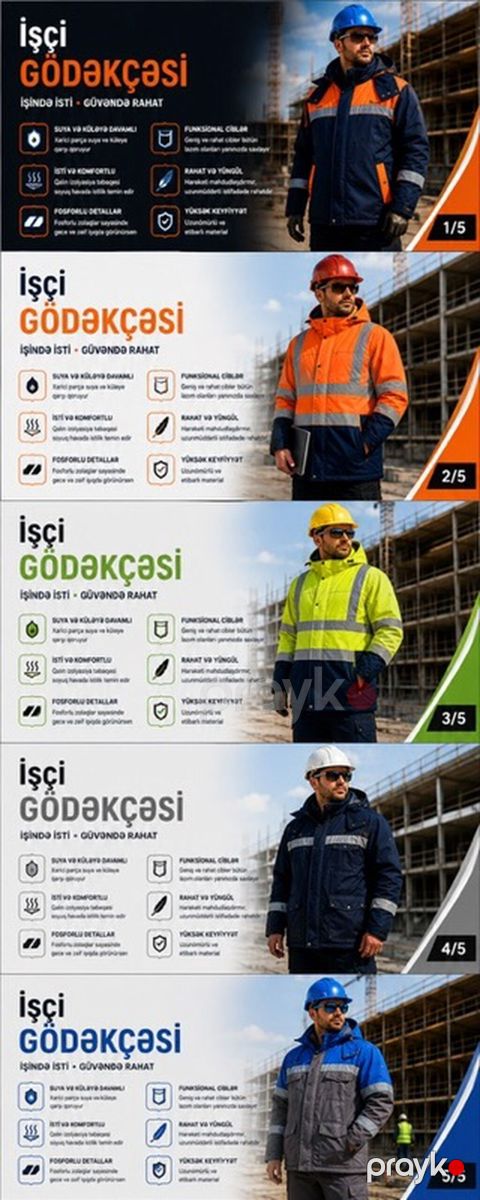 Məhsul: İşçi Gödəkcəsi – Safetex Workwear & Safety Xüsusiyyətlər — Bakı