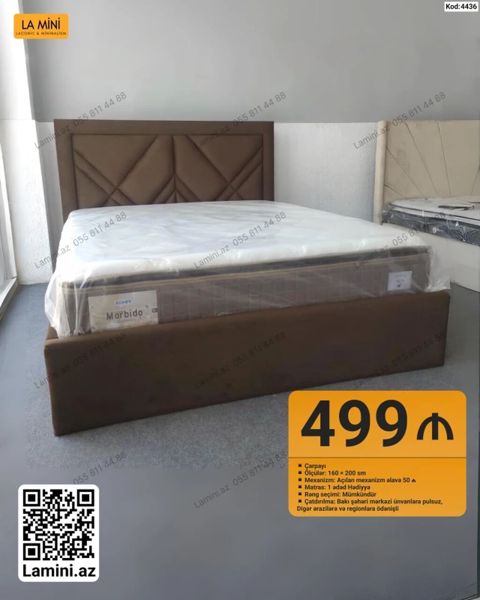 Məhsul: Çarpayı (Kod: 4436) - Ölçü: 160 200 sm - Başlıq: Yumşaq — Bakı
