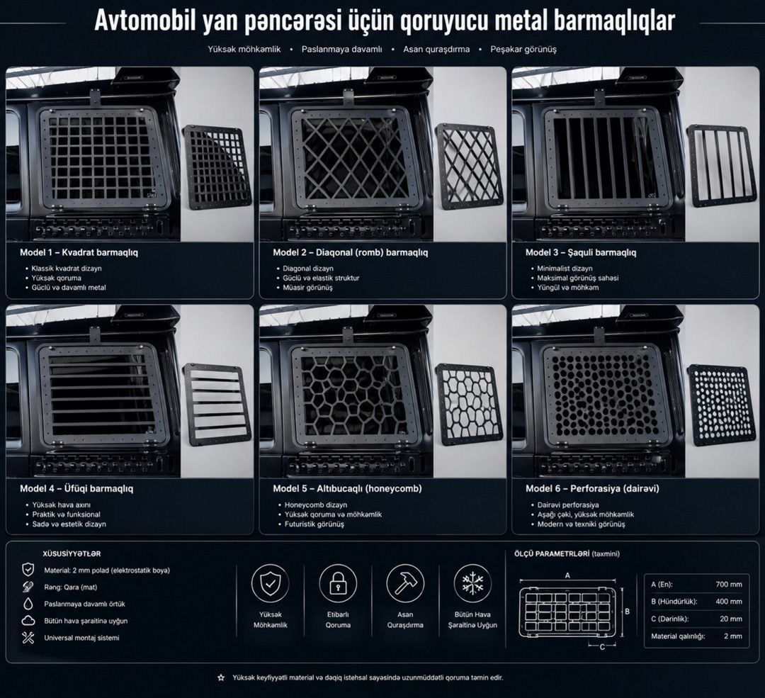 Premium metal yan pəncərə qoruyucuları CNC Lazer Kəsim — Ehtiyat hissələri və aksesuarlar, Bakı (6)