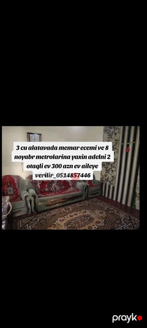 60 kv. m, 2 otaqlı, Qaz, İşıq, Su