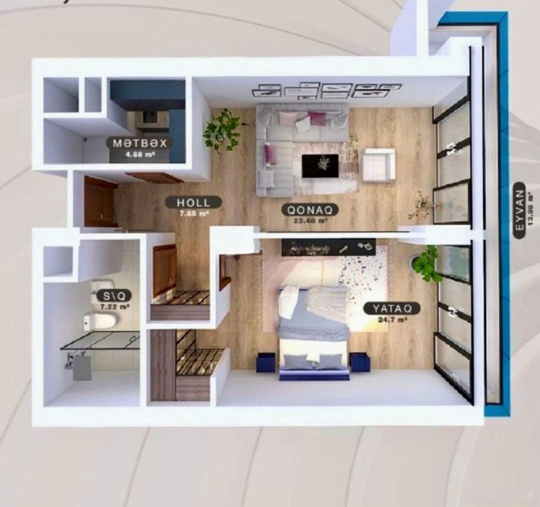 Satılır 2 otaqlı yeni tikili 82 m² — Mənzil, Bakı (9)