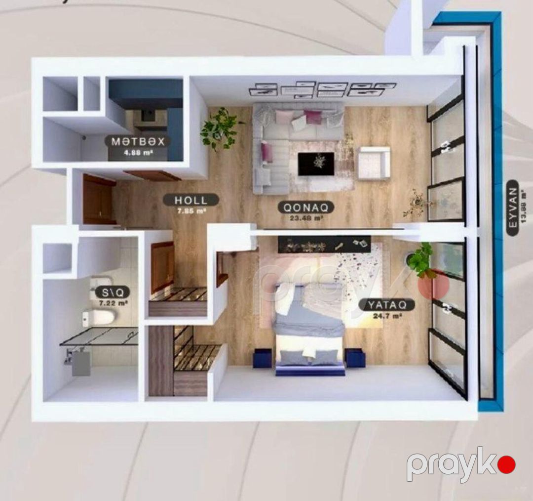Satılır 2 otaqlı yeni tikili 82 m² — Mənzil, Bakı (9)