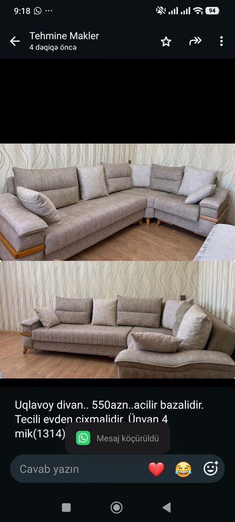 Uqlavoy divan. 550azn. acilir bazalidir. evden cixmalidir — Bakı