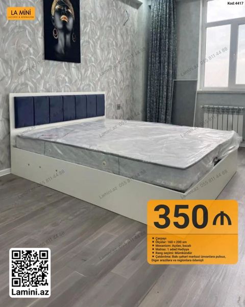 Çarpayı – Kod: 4417 - Ölçülər: 160 200 sm - Mexanizm: açılan — Bakı