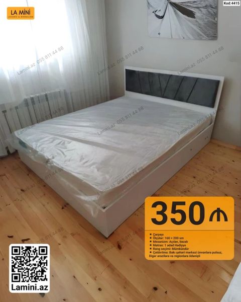 Çarpayı – Kod: 4415 - Mexanizm: açılan, bazalı - Ölçülər: 160 200 — Bakı