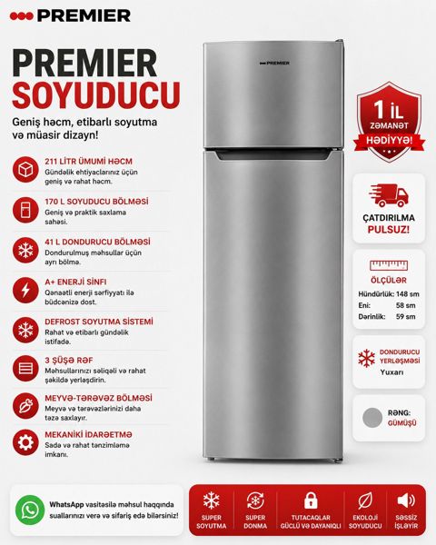 Soyuducu Premier PRM 211 Tfdf/ı — Xırdalan