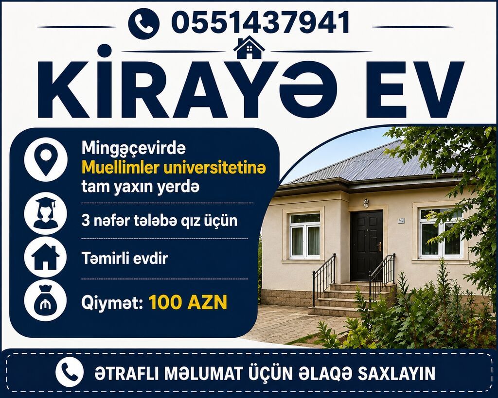 Kirayə ev – Mingəçevirdə, Müəllimlər Universitetinə tam yaxın ərazidə — Ev, villa, Mingəçevir