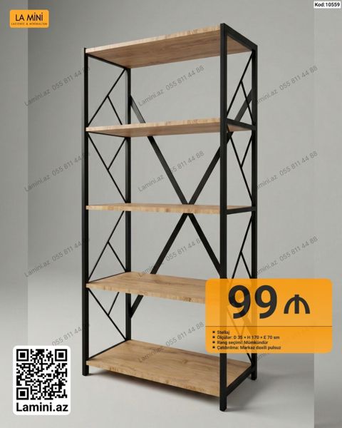 Məhsul: Metallskeletli raf/stellaj Xüsusiyyətlər: - Kod: 10559 — Bakı