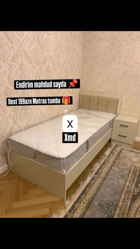 Yataq dəsti – tək nəfərlik - Komplektə daxildir: çarpayı, matras — Bakı