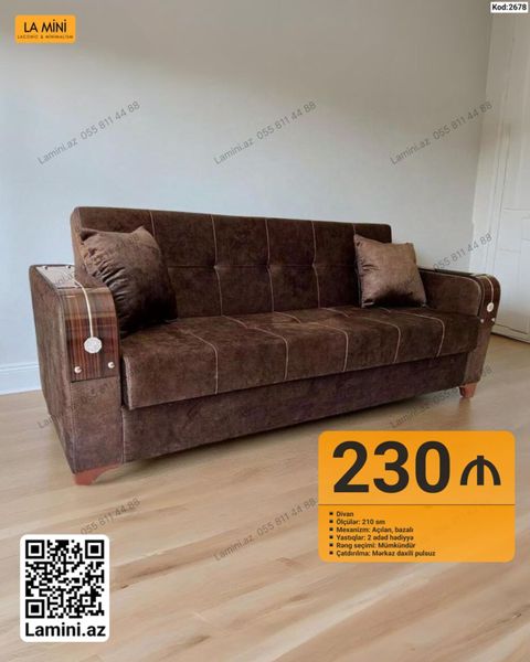 Divan – La Mini (Kod: 2678) - Ölçü: 210 sm - Mexanizm: açılan, bazalı — Bakı