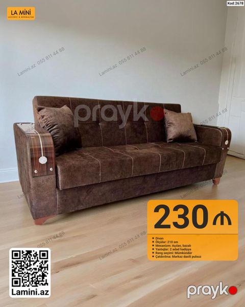 Divan – La Mini (Kod: 2678) - Ölçü: 210 sm - Mexanizm: açılan, bazalı