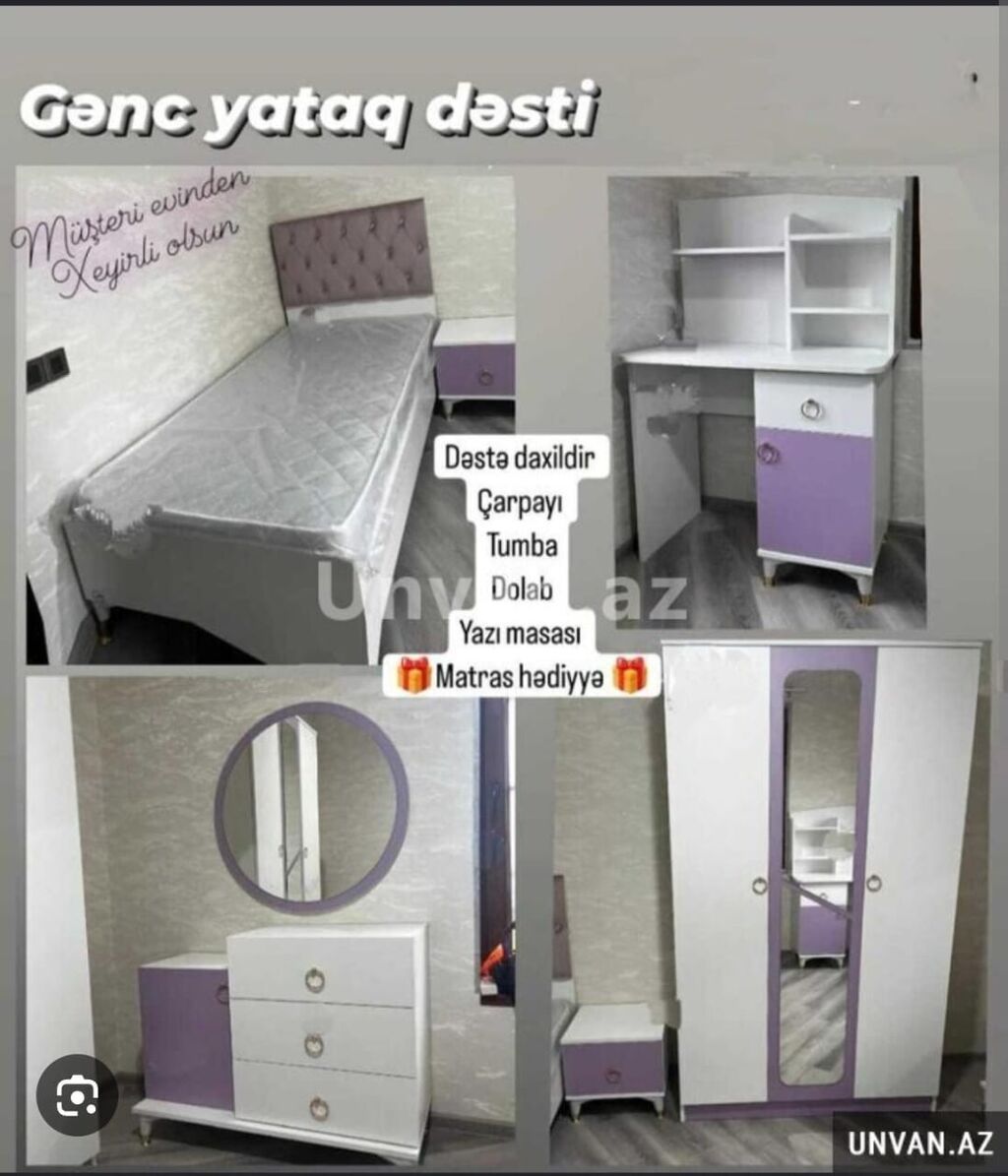 Gənc yataq dəstləri 1) Gənc yataq dəsti – 499 AZN - Komplekt: dolab + — Uşaq mebeli dəstləri, Bakı (7)